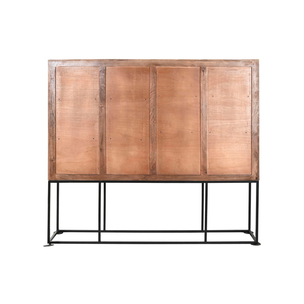 Schrank Home ESPRIT Weiß Schwarz Metall Mango-Holz 180 x 40 x 160 cm