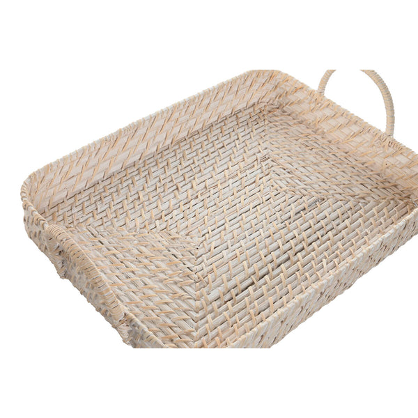 Tablettset Home ESPRIT Weiß natürlich Bambus Rattan 45 x 35 x 13 cm