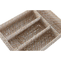 Besteckkasten Home ESPRIT Weiß natürlich Bambus 34 x 24 x 6 cm