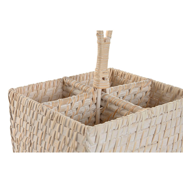 Besteckkorb Home ESPRIT Weiß natürlich Bambus 19 x 19 x 27 cm
