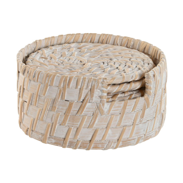 Untersetzer Home ESPRIT Weiß natürlich Bambus Rattan 12 x 12 x 6 cm