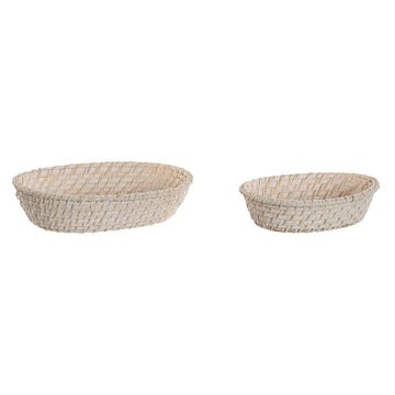 Korb-Set Home ESPRIT Weiß natürlich Bambus Rattan 29 x 22 x 7 cm