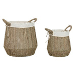 Korb für schmutzige Wäsche Home ESPRIT Weiß natürlich Seetang 43 x 43 x 48 cm (2 Stück)