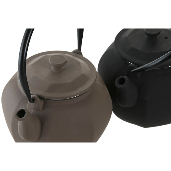 Teekanne Home ESPRIT Schwarz Beige Edelstahl Eisen 780 ml (2 Stück)