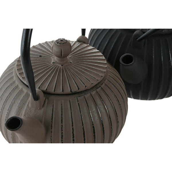 Teekanne Home ESPRIT Schwarz Beige Edelstahl Eisen 1 L (2 Stück)