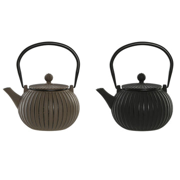 Teekanne Home ESPRIT Schwarz Beige Edelstahl Eisen 1 L (2 Stück)