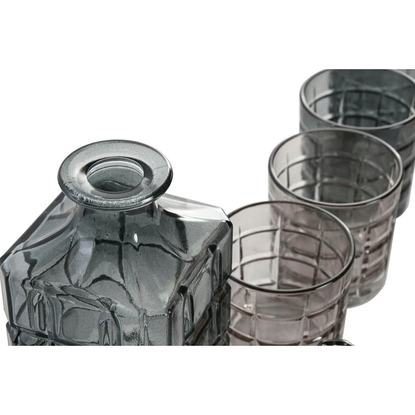 Set aus Gläsern mit Flasche Home ESPRIT Grau Kristall Urban 900 ml