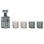 Set aus Gläsern mit Flasche Home ESPRIT Grau Kristall Urban 900 ml