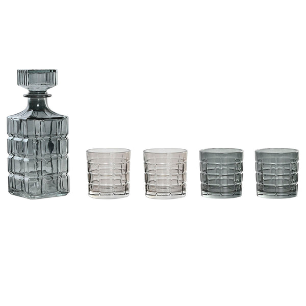 Set aus Gläsern mit Flasche Home ESPRIT Grau Kristall Urban 900 ml