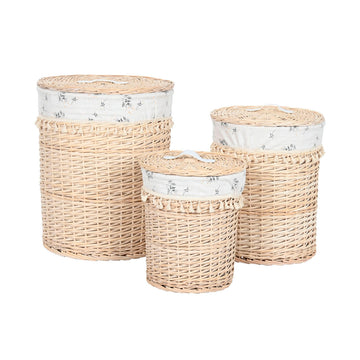 Korb für schmutzige Wäsche Home ESPRIT natürlich korb Shabby Chic 45 x 45 x 55 cm 3 Stücke