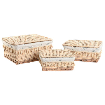 Korb für schmutzige Wäsche Home ESPRIT natürlich korb Shabby Chic 42 x 33 x 20 cm 3 Stücke