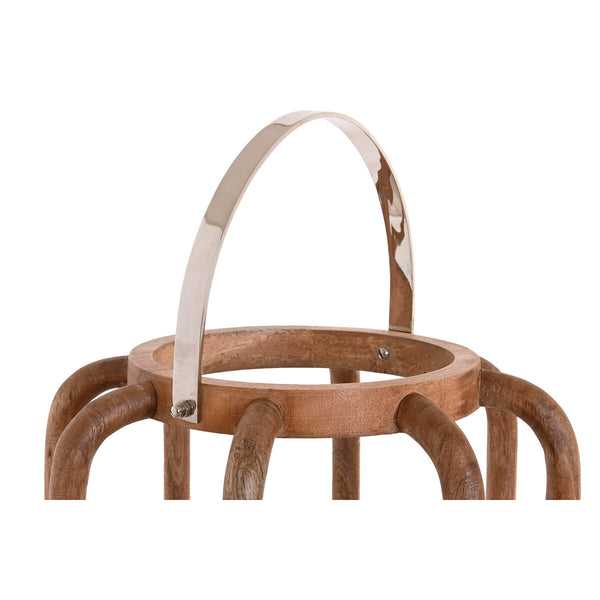 Kerzenschale Home ESPRIT Braun Silberfarben natürlich Kristall Mango-Holz 30 x 30 x 42 cm