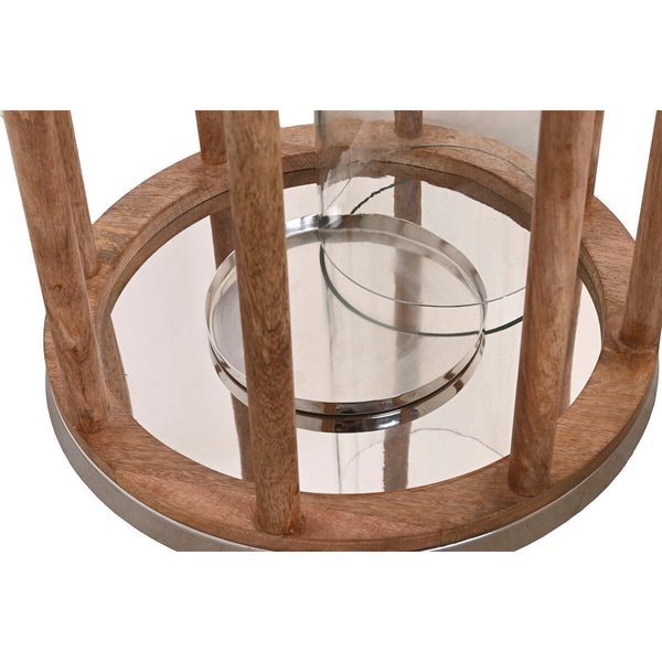 Kerzenschale Home ESPRIT Braun Silberfarben natürlich Kristall Mango-Holz 30 x 30 x 42 cm