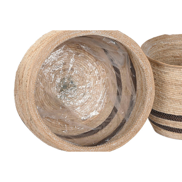 Blumentopf Home ESPRIT Braun Faser Araber 60 x 60 x 52 cm (4 Stück)