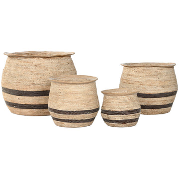 Blumentopf Home ESPRIT Braun Faser Araber 60 x 60 x 52 cm (4 Stück)