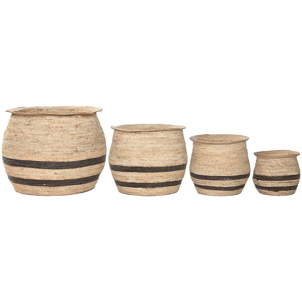 Blumentopf Home ESPRIT Braun Faser Araber 60 x 60 x 52 cm (4 Stück)