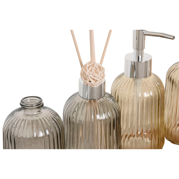 Badezimmer Set Home ESPRIT Grau Orange Bernstein Bambus Kristall 3 Stücke