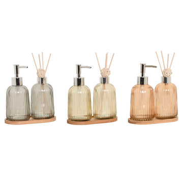 Badezimmer Set Home ESPRIT Grau Orange Bernstein Bambus Kristall 3 Stücke