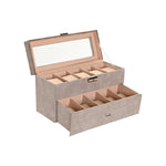 Box-Schmuckkästchen Home ESPRIT Grau Polyurethan Kristall Holz MDF 27,5 x 11 x 15 cm