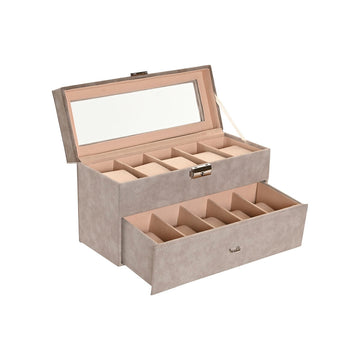 Box-Schmuckkästchen Home ESPRIT Grau Polyurethan Kristall Holz MDF 27,5 x 11 x 15 cm