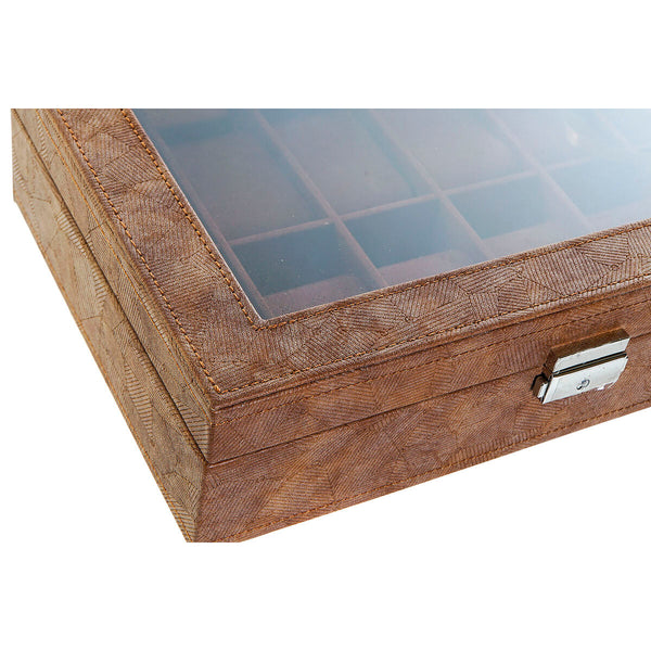 Box-Schmuckkästchen Home ESPRIT Braun Polyurethan Kristall Holz MDF 30 x 20 x 8 cm