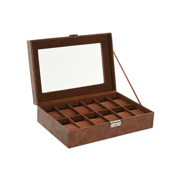 Box-Schmuckkästchen Home ESPRIT Braun Polyurethan Kristall Holz MDF 30 x 20 x 8 cm