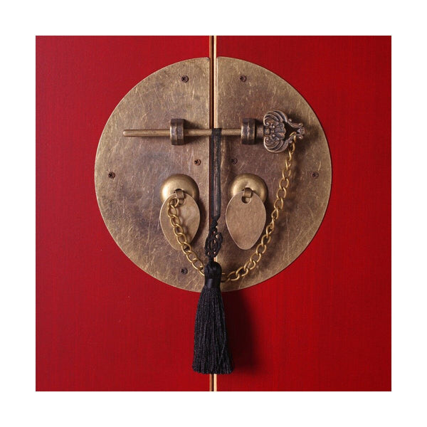 Anrichte ORIENTE Rot Gold Holz Eisen Holz MDF 63 x 33 x 131 cm