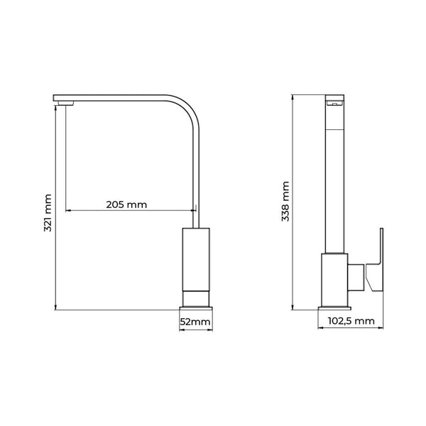 Mischbatterie EDM 01194 Getaria Silberfarben Edelstahl Messing Zink 5,2 x 20,05 x 33,8 cm