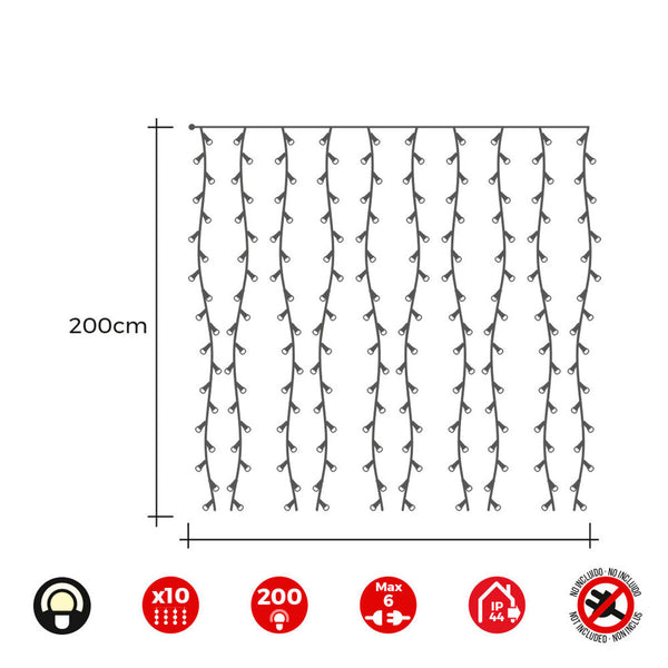 LED-Lichtvorhang EDM 71263 Easy-Connect 3,2 W Warmes licht Warmes Weiß 2 x 2 m