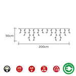 LED-Lichtvorhang EDM 71483 Icicle Easy-Connect 100 W 0,72 W Warmes licht Warmes Weiß 200 x 50 cm Weiß