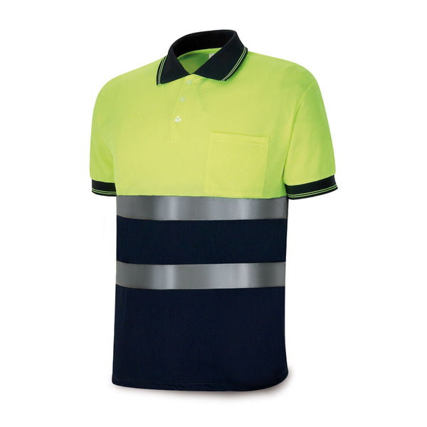 Kurzarm Poloshirt Gelb Marineblau Hohe Sichtbarkeit