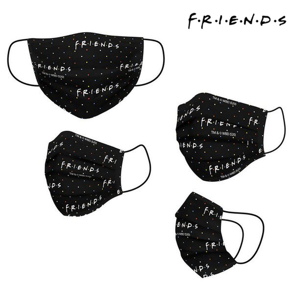 Wiederverwendbare Stoff-Hygienemaske Friends black