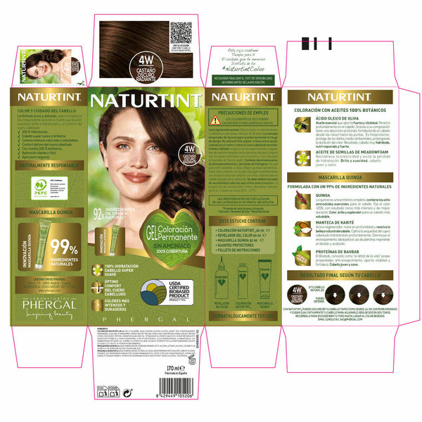 Dauerfärbung Naturtint NATURTINT COLORACIÓN 4W-Castaño Oscuro Radiante 170 ml