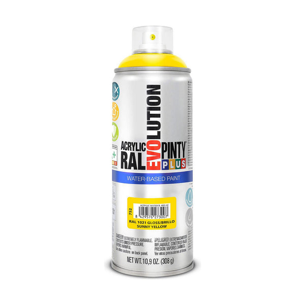 Sprühfarbe Pintyplus Evolution RAL 1021 Wasserbasis Sunny Yellow 400 ml