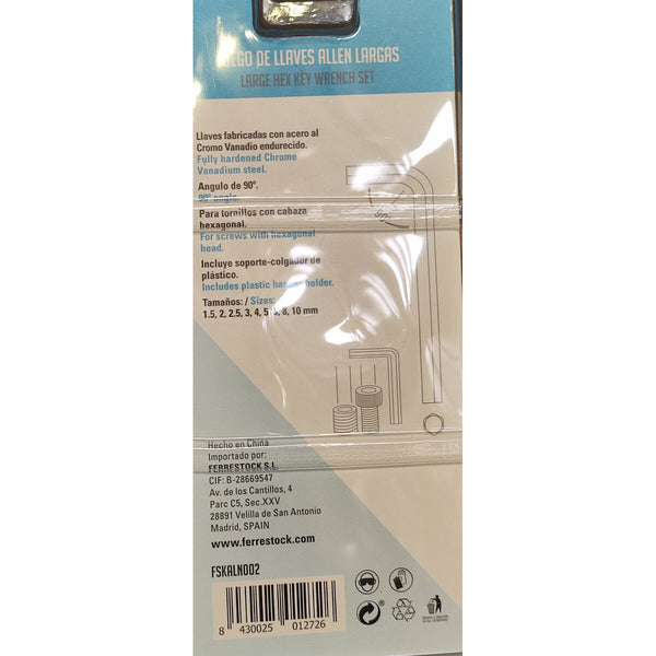 Inbusschlüsselset Ferrestock 1,5 - 2 - 2,5 - 3 - 4 - 5 - 6 - 8 - 10 mm 9 pcs