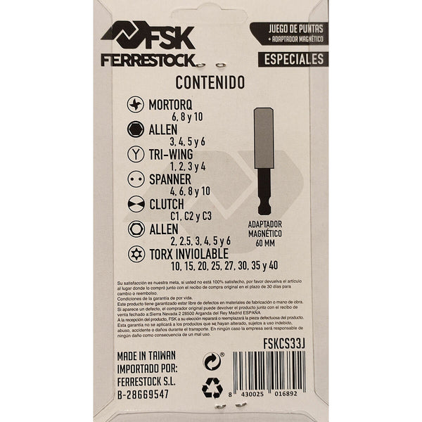 Satz von Spitzen Ferrestock 33 pcs TS6, TS8, TS10 25 mm (32 pcs)