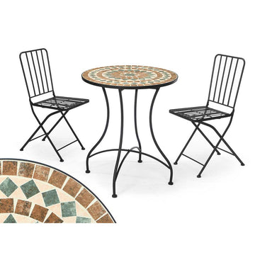 Tisch mit 2 Stühlen Ibergarden Mosaico-Forja Braun Schwarz