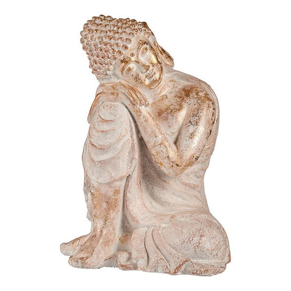 Dekorative Gartenfigur Ibergarden CC20445 Weiß Gold Polyesterharz 35,5 x 54,5 x 42 cm Buddha