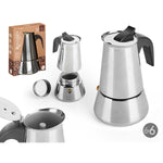 Italienische Kaffeemaschine Kinvara 12882 Schwarz Silberfarben Stahl Kunststoff 6 Tassen