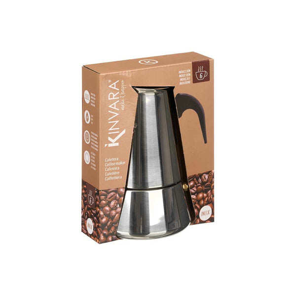 Italienische Kaffeemaschine Kinvara 12882 Schwarz Silberfarben Stahl Kunststoff 6 Tassen