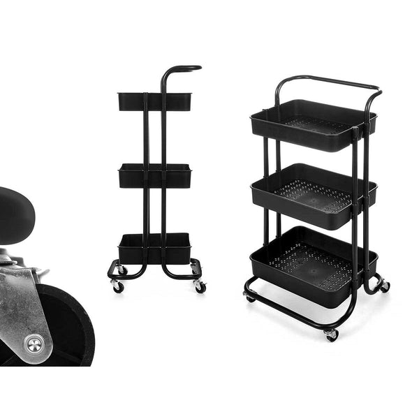 Küchenwagen Kinvara Schwarz Metall Polypropylen 42 x 86 x 35,5 cm 42 x 14 x 35,5 cm 3 Fächer
