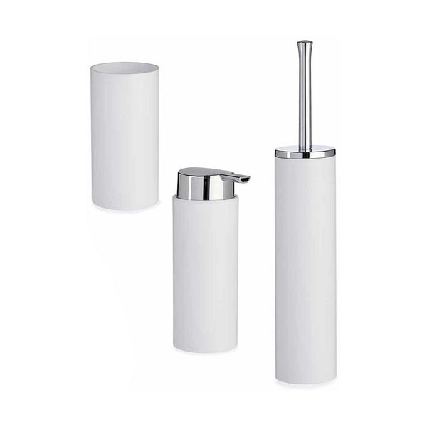Badezimmer Set Berilo B6274 S3-3 Weiß Silberfarben Kunststoff