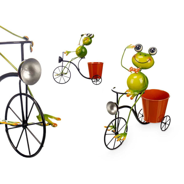 Blumentopf Ibergarden 324-26939A Gelb Rot grün Metall Fahrrad Frosch 31,5 x 32 x 17 cm
