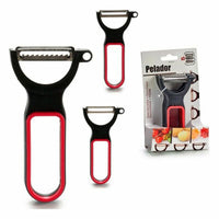 Schäler-Set CK98529 CK98529 Schwarz Rot Stahl Kautschuk Polypropylen 11 x 17,5 x 4,5 cm 13 x 4,5 x 7 cm