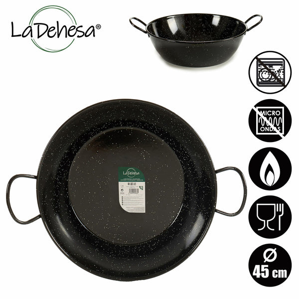 Tiefe Pfanne mit Griffen La Dehesa 0645-LD 0645-LD Schwarz Emaillierter Edelstahl