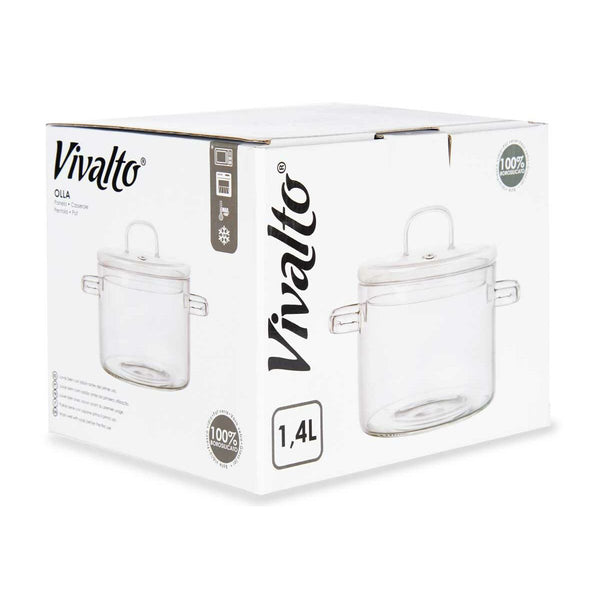 Kochtopf mit Deckel Vivalto TP-HM05-1400/BHA1 Durchsichtig Borosilikatglas 14,5 x 15,8 x 20 cm