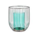 Kerzenschale Gift Decor Blau Silberfarben Silber Metall Glas 15 x 17 x 15 cm Käfig