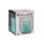 Kerzenschale Gift Decor Blau Silberfarben Silber Metall Glas 15 x 17 x 15 cm Käfig