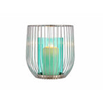 Kerzenschale Gift Decor Blau Silberfarben Silber Metall Glas 15 x 17 x 15 cm Käfig