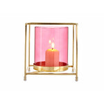 Kerzenschale Gift Decor Rosa Gold Metall Glas 14 x 15,5 x 14 cm karriert